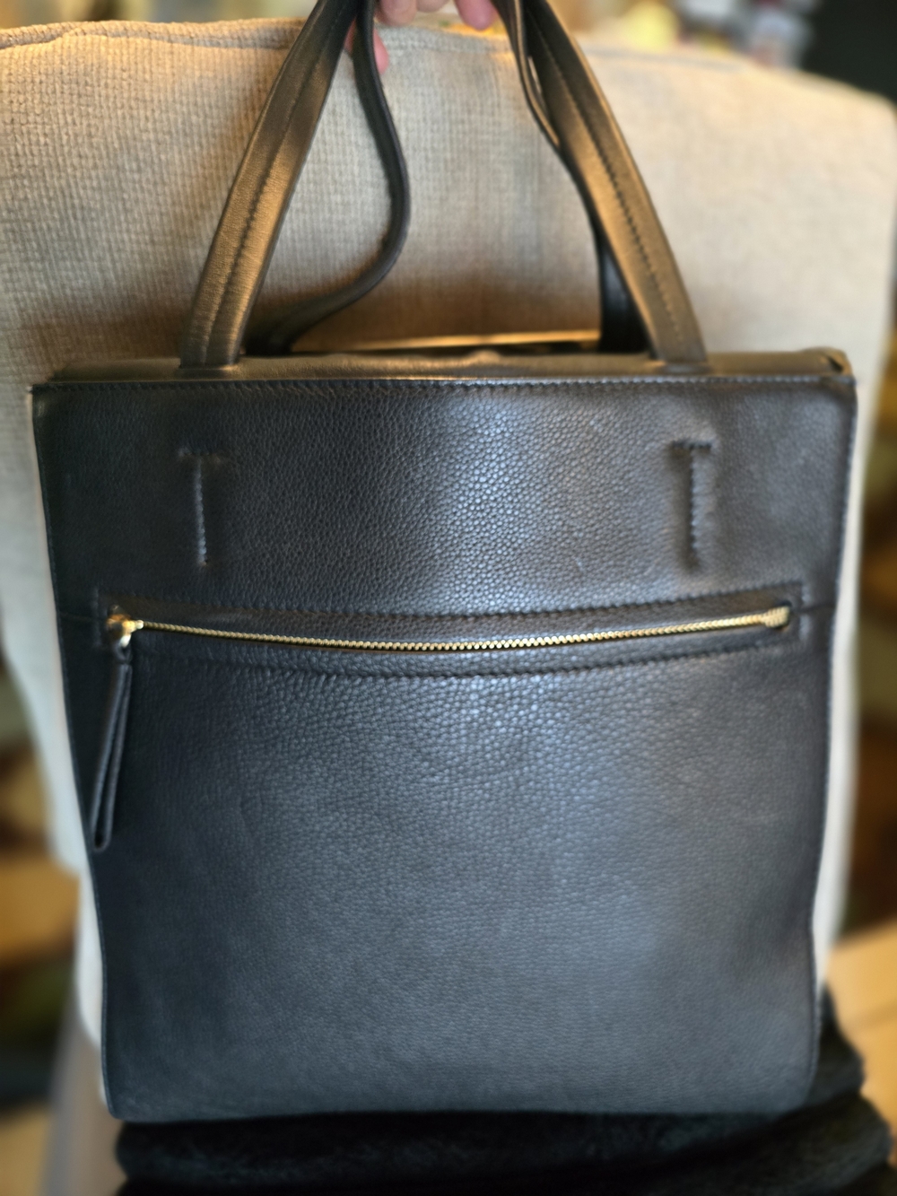 FURLA Leather Drawstring Tote Bag in Slate Blue - Picture 2 of 13